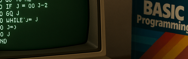 1980s Epson computer with BASIC code